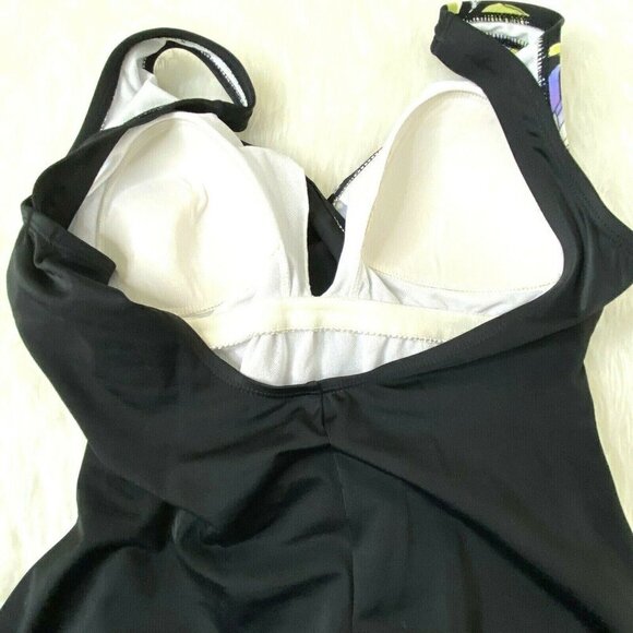 Jantzen Women's size 10 One Piece Bathing Swim Suit Black Floral - Picture 4 of 8